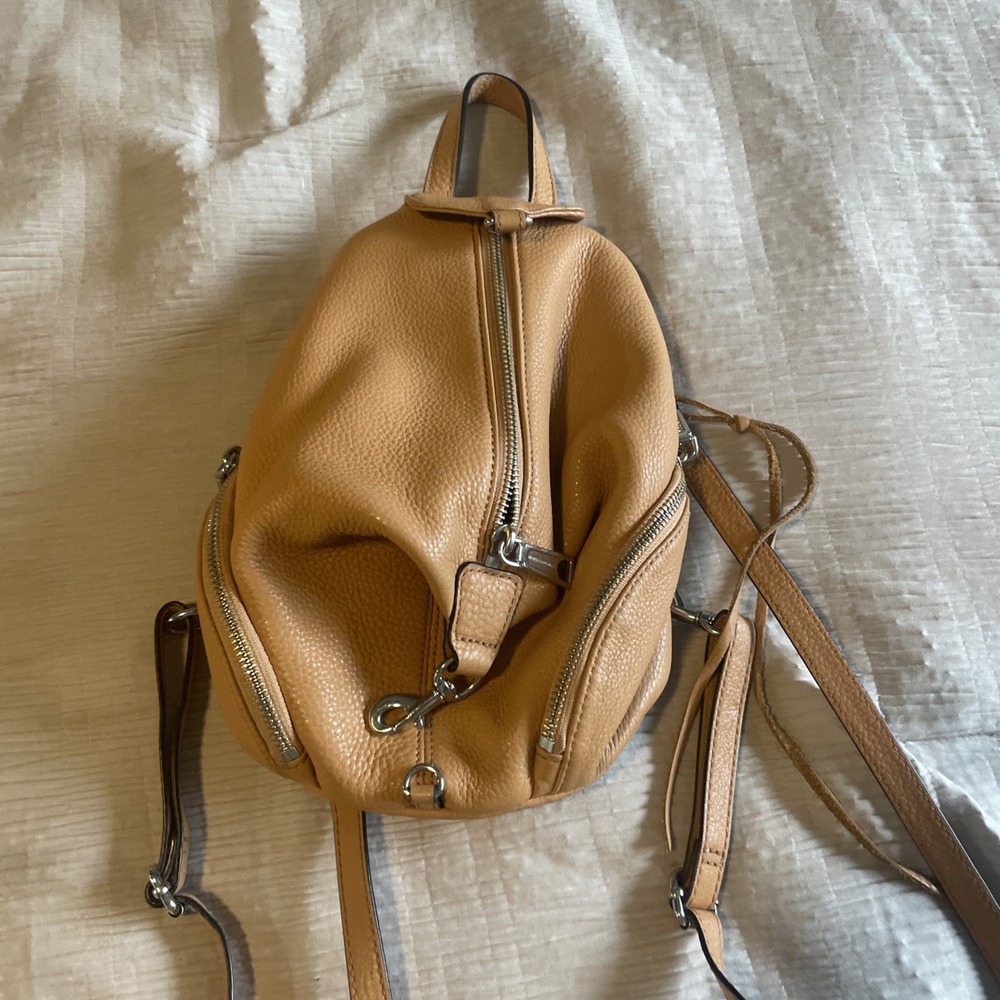 Rebecca Minkoff Pebbled Leather Beige Tan Julian Style Backpack Handbag Designer